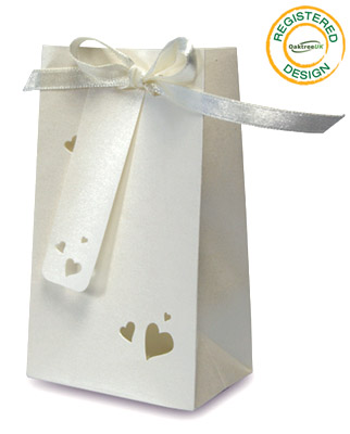 Gift/Favour Bag Heart Pearl Ivory (pack 5pcs) - Gift Boxes / Bags
